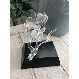 Frabel Studios Glass *3 Petal* Orchid Flower Sculpture Dogwood Blossom Vintage